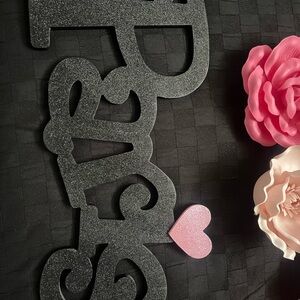 Black Love Wall Decor with Pink Heart